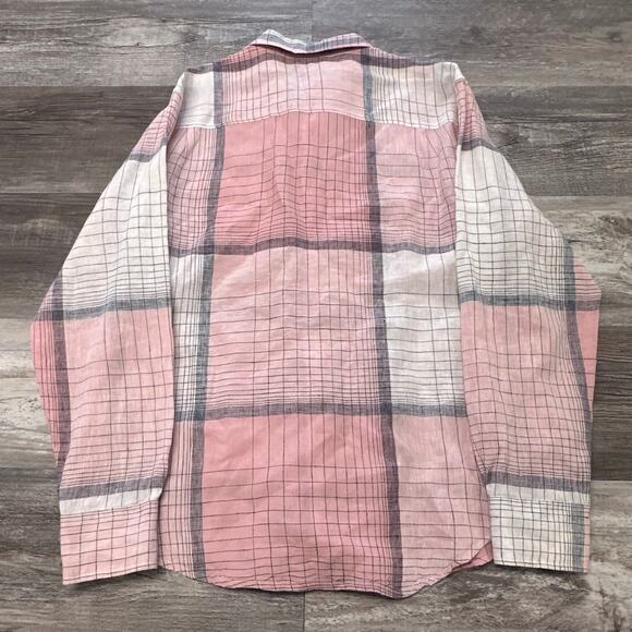 Cubavera Windowpane Plaid Pink Mens M Patterned‎ 100% Linen Button Up Shirt - Picture 3 of 8